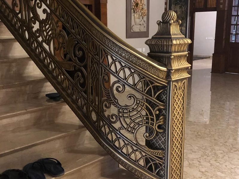 Brass architectural handrail detail