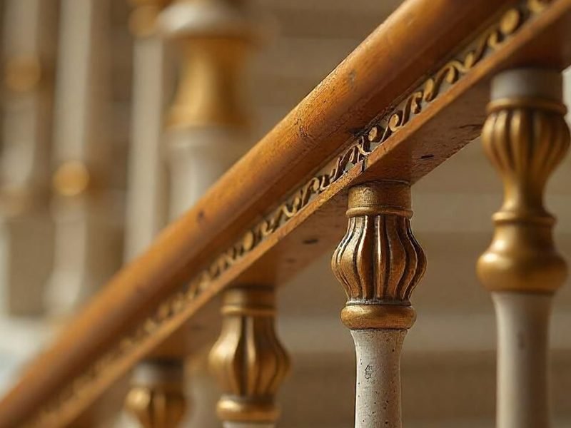 Architectural handrail metal detailing