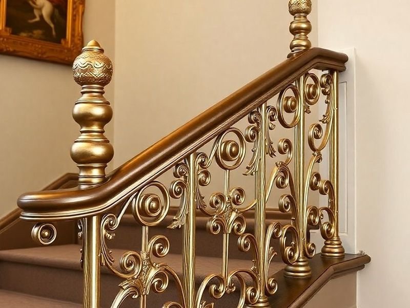 Gilded ornamental staircase handrail design